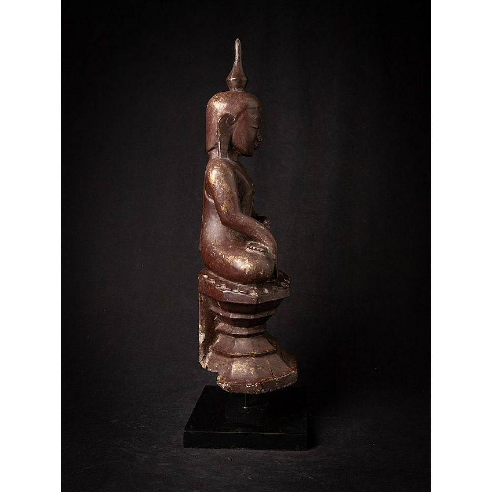Wood Antique wooden Burmese Buddha statue from Burma For Sale