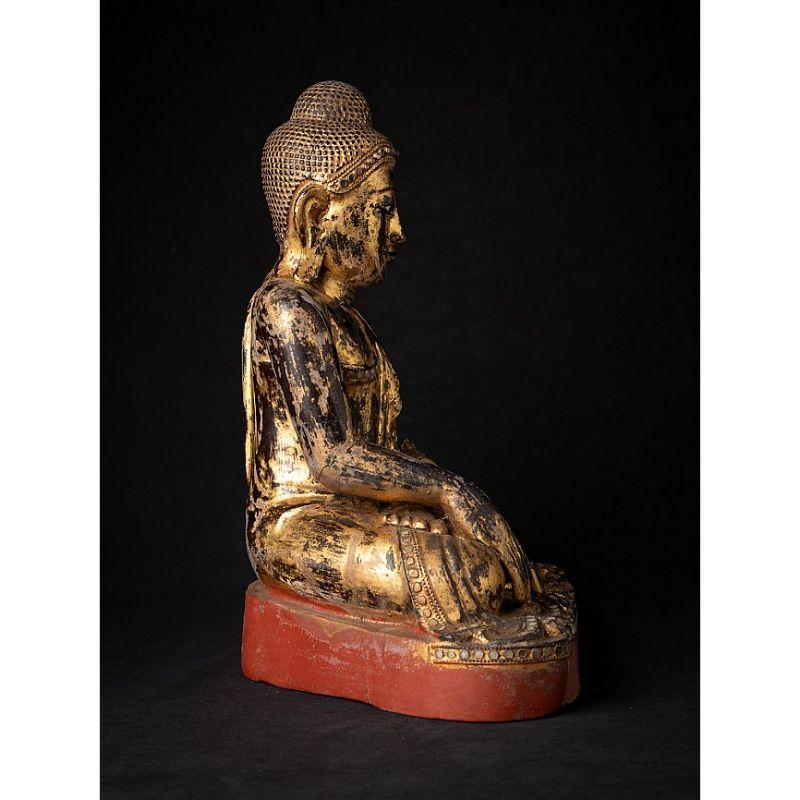 Antique Wooden Burmese Buddha Statue from Burma For Sale 1