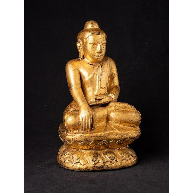 Ancienne statue de Bouddha birman en bois de Birmanie en vente 1
