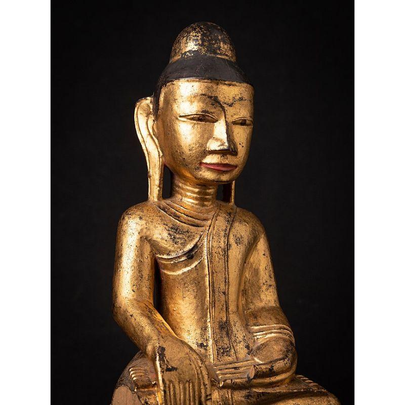 Ancienne statue de Bouddha birman en bois de Birmanie en vente 2