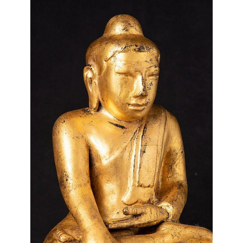 Ancienne statue de Bouddha birman en bois de Birmanie en vente 2