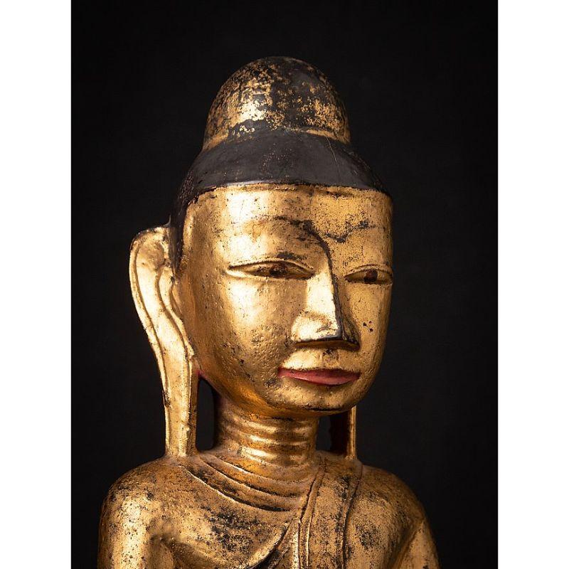 Ancienne statue de Bouddha birman en bois de Birmanie en vente 3