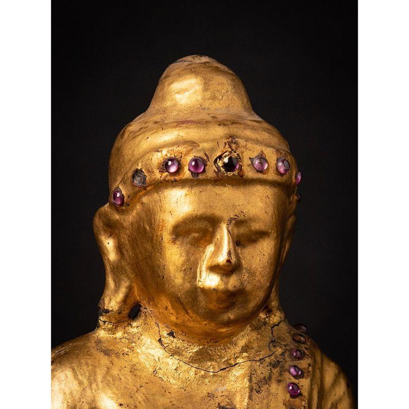 Estatua de Buda birmano de madera antigua de Birmania en venta 2