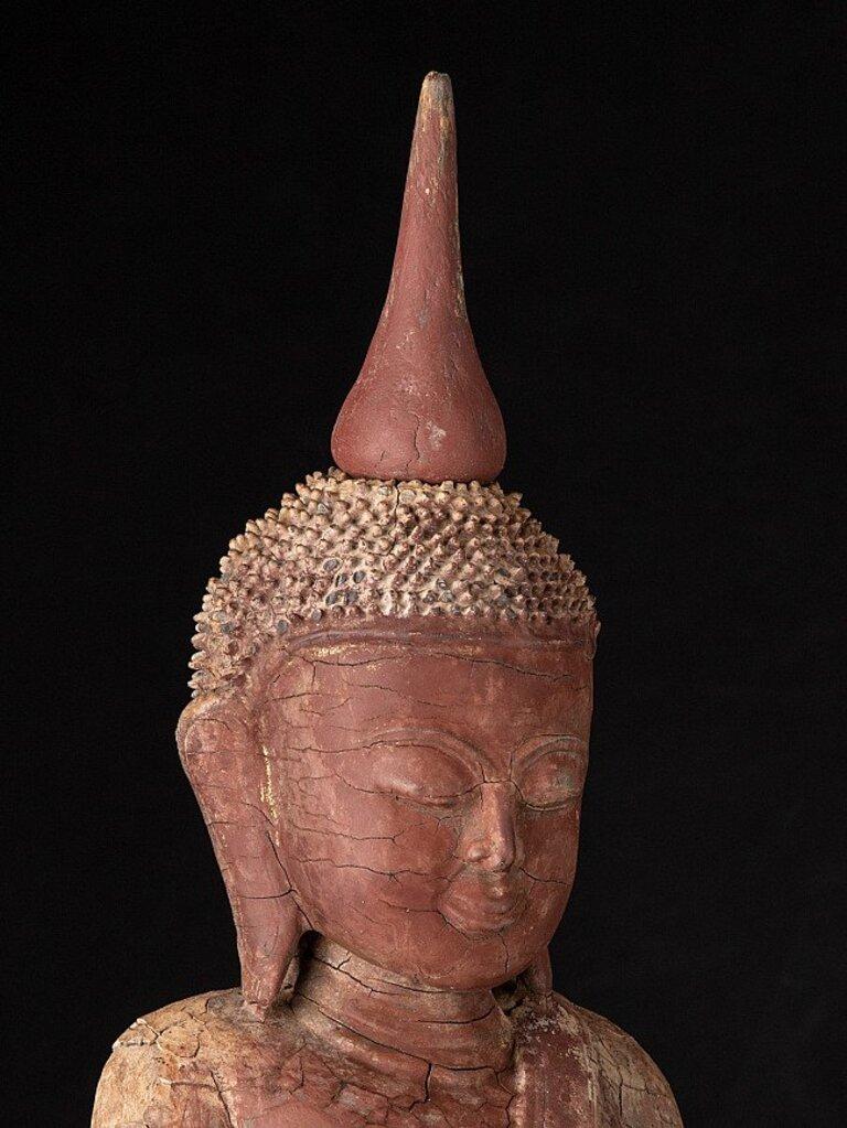 Antique Wooden Burmese Buddha Statue from Burma For Sale 4