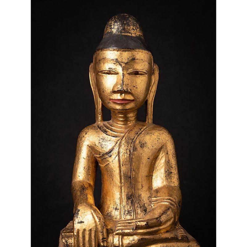 Ancienne statue de Bouddha birman en bois de Birmanie en vente 4