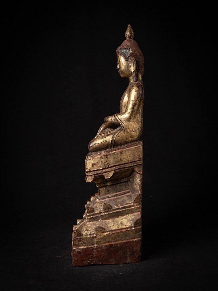 Antique Wooden Burmese Buddha Statue from Burma For Sale 5