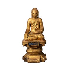 Antique Wooden Burmese Buddha Statue from Burma