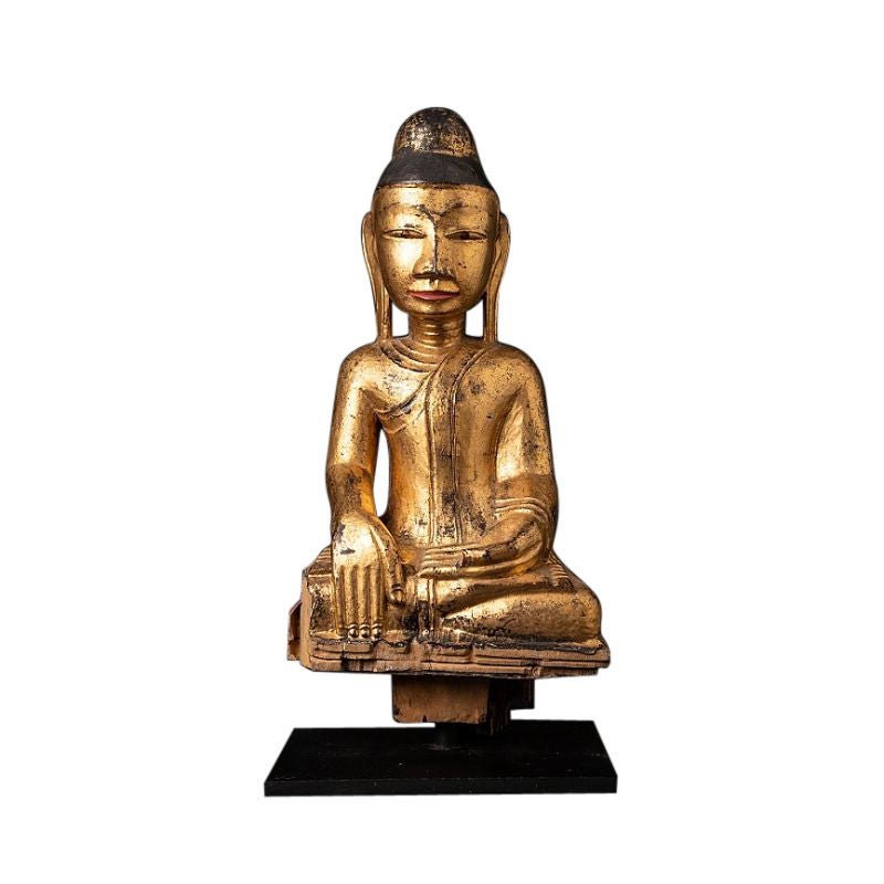 Antique Wooden Burmese Buddha Statue from Burma For Sale