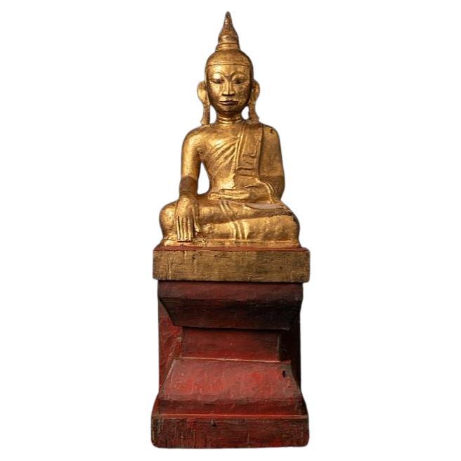 Ancienne statue de Bouddha birman en bois de Birmanie