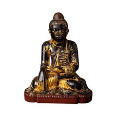 Antike burmesische Buddha-Statue aus Holz aus Burma