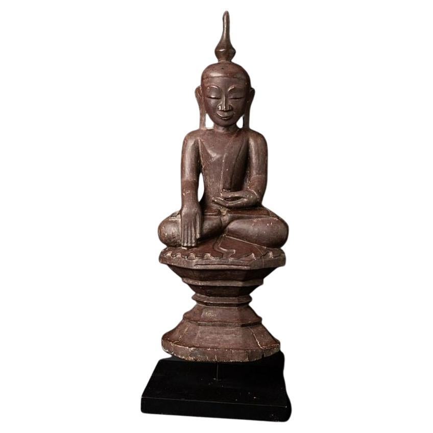 Antique wooden Burmese Buddha statue from Burma For Sale