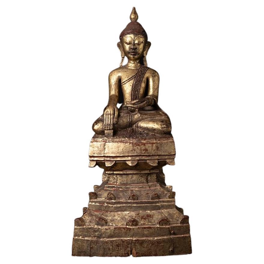 Antique Wooden Burmese Buddha Statue from Burma For Sale