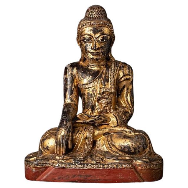 Antique Wooden Burmese Buddha Statue from Burma For Sale