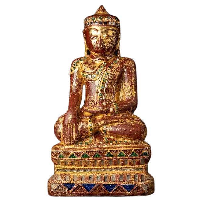 Antike burmesische Buddha-Statue aus Holz aus Burma