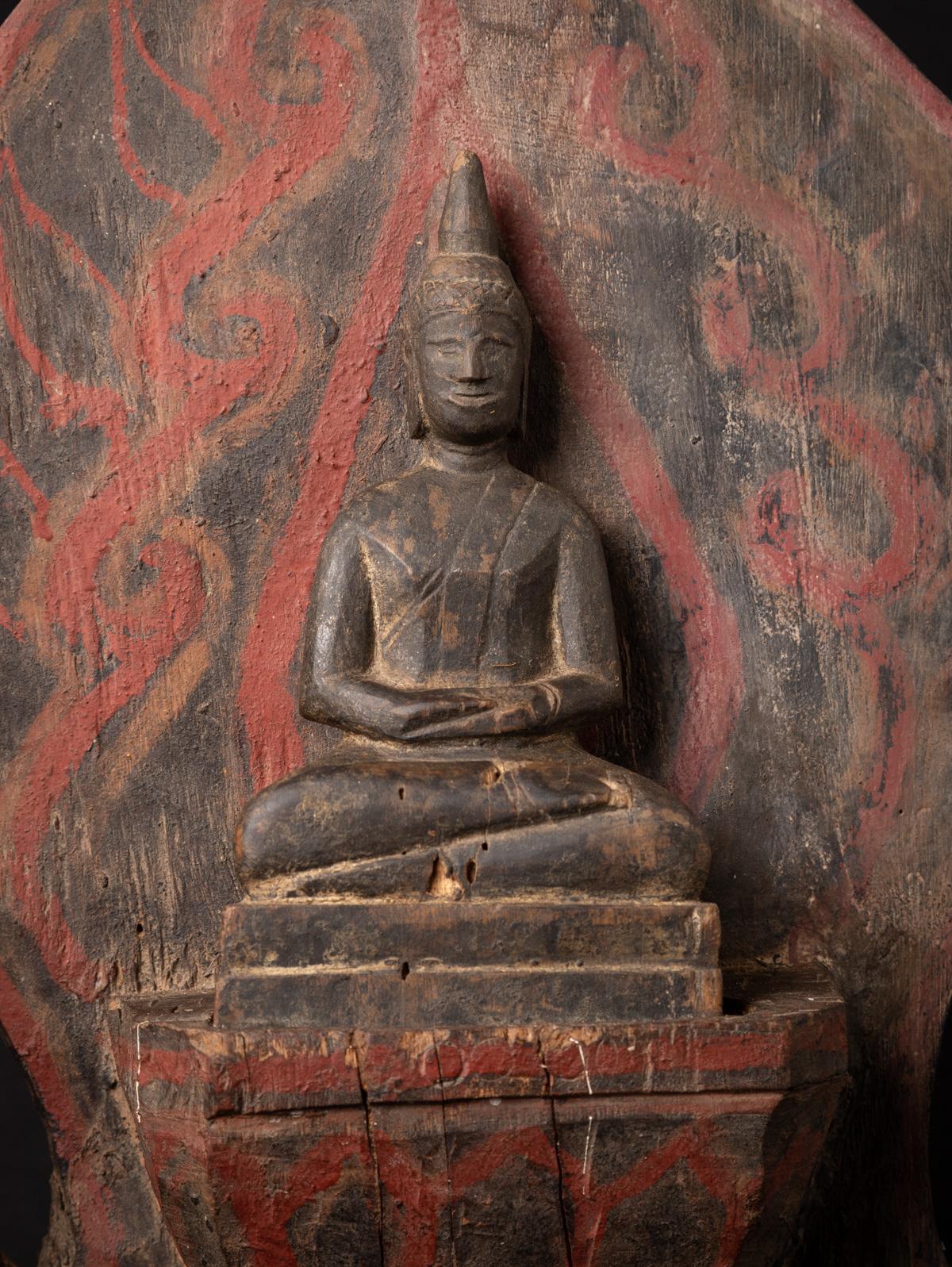 Statue de Bouddha antique en bois de Birmanie - OriginalBuddhas en vente 4