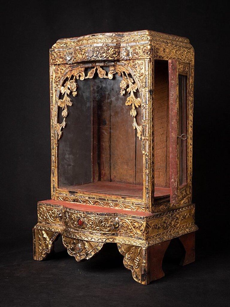 Antique Wooden Burmese Buddha Temple from Burma Original Buddhas In Good Condition For Sale In DEVENTER, NL