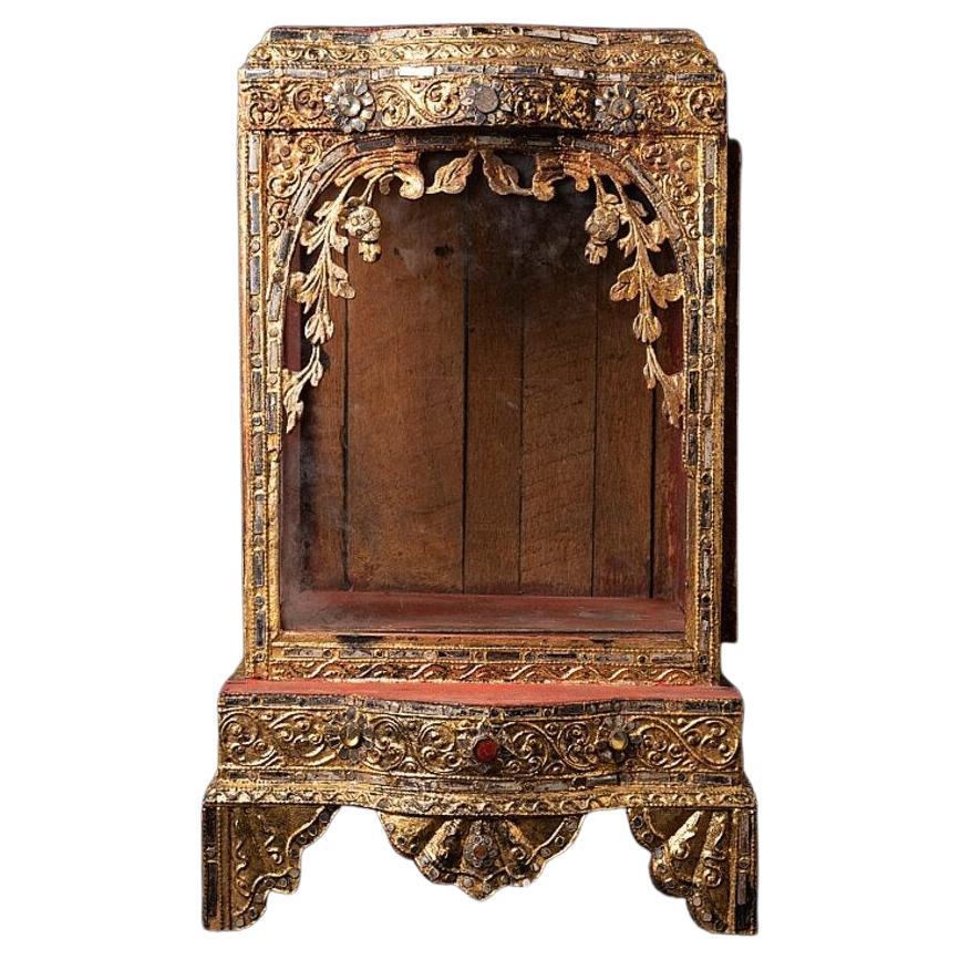 Antiguo Templo Búdico Birmano de Madera de Birmania Budas Originales