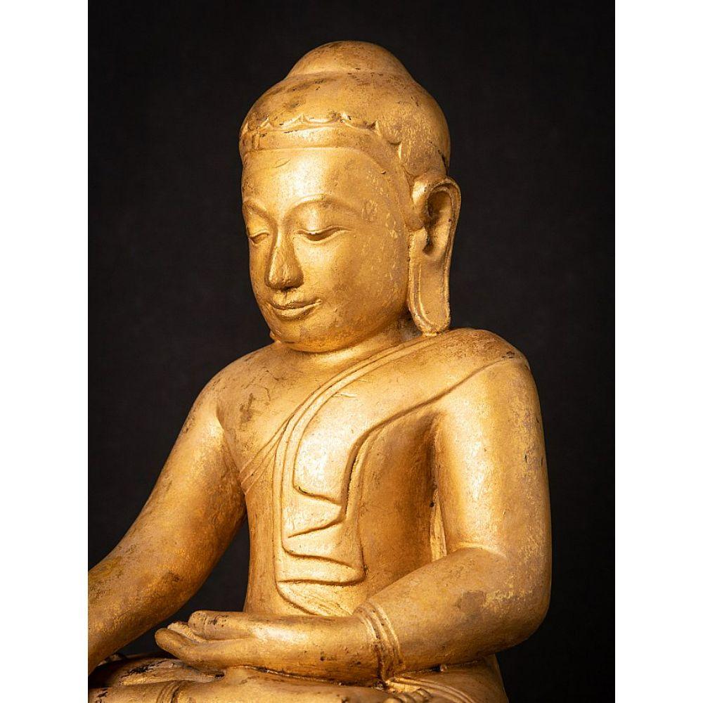 Antique Wooden Burmese Lotus Buddha from Burma For Sale 7