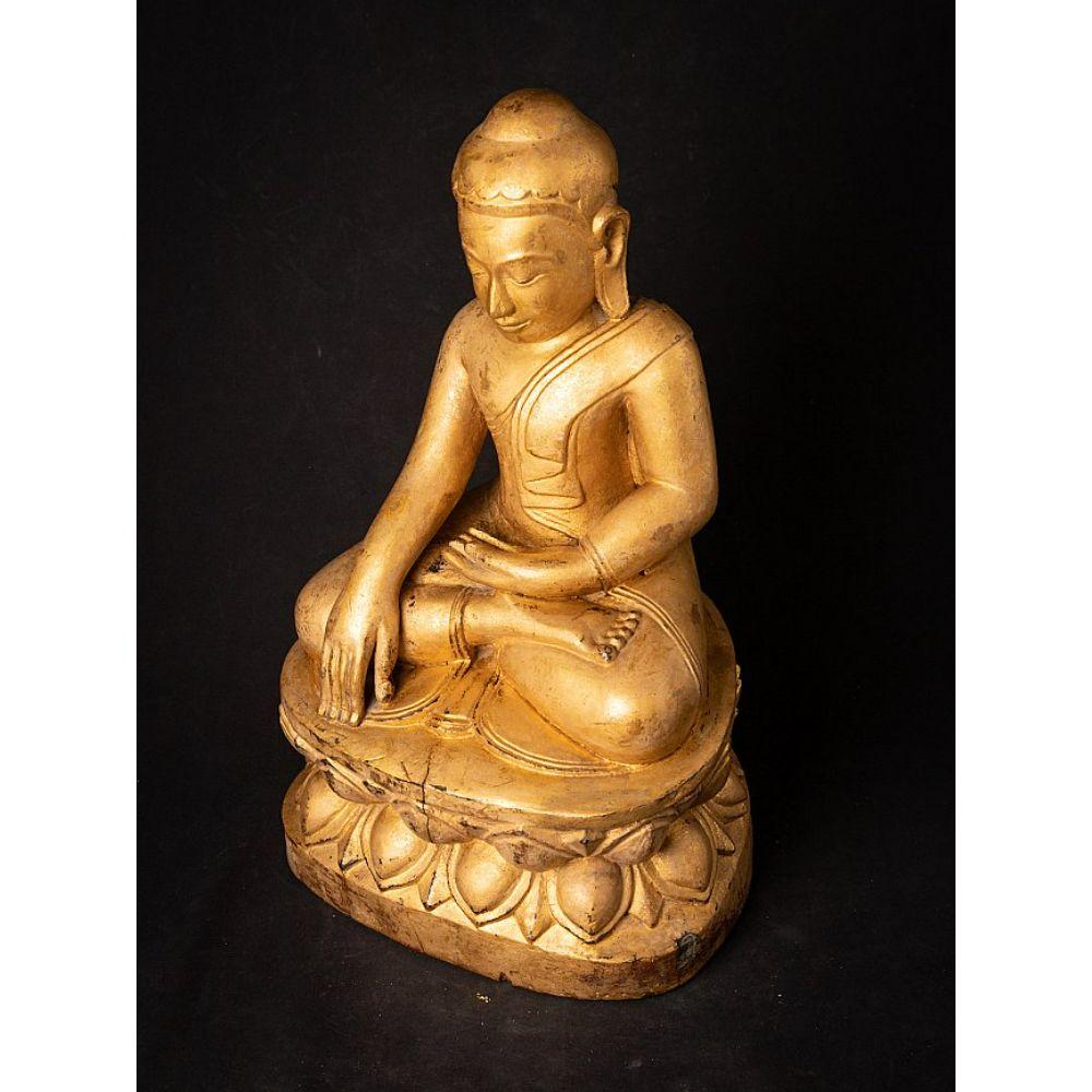 Antique Wooden Burmese Lotus Buddha from Burma For Sale 9