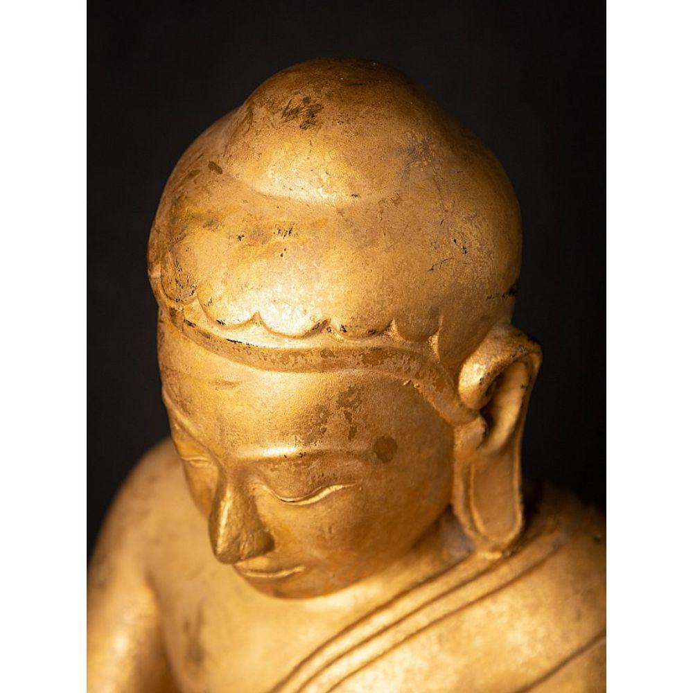 Antique Wooden Burmese Lotus Buddha from Burma For Sale 10