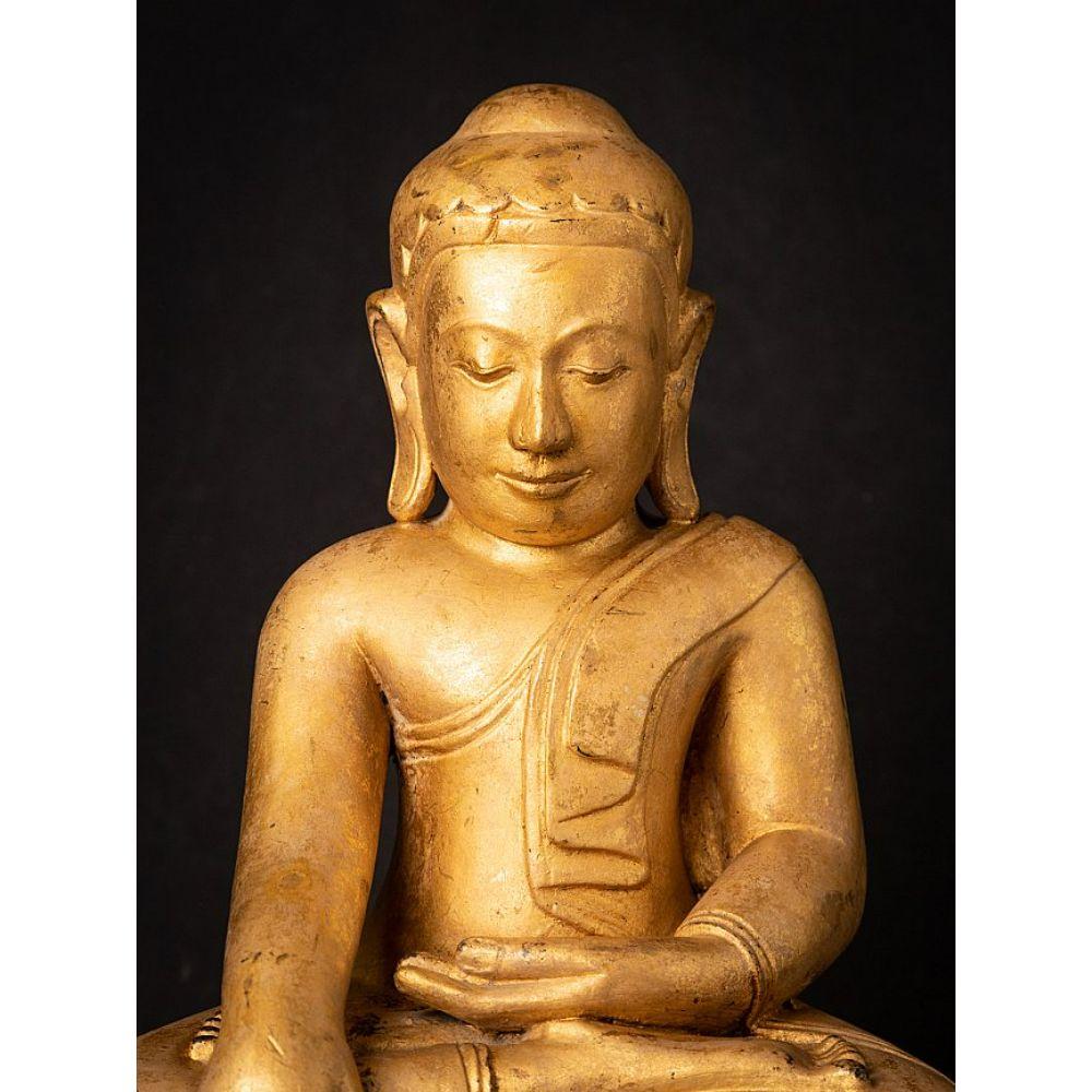 Antique Wooden Burmese Lotus Buddha from Burma For Sale 5