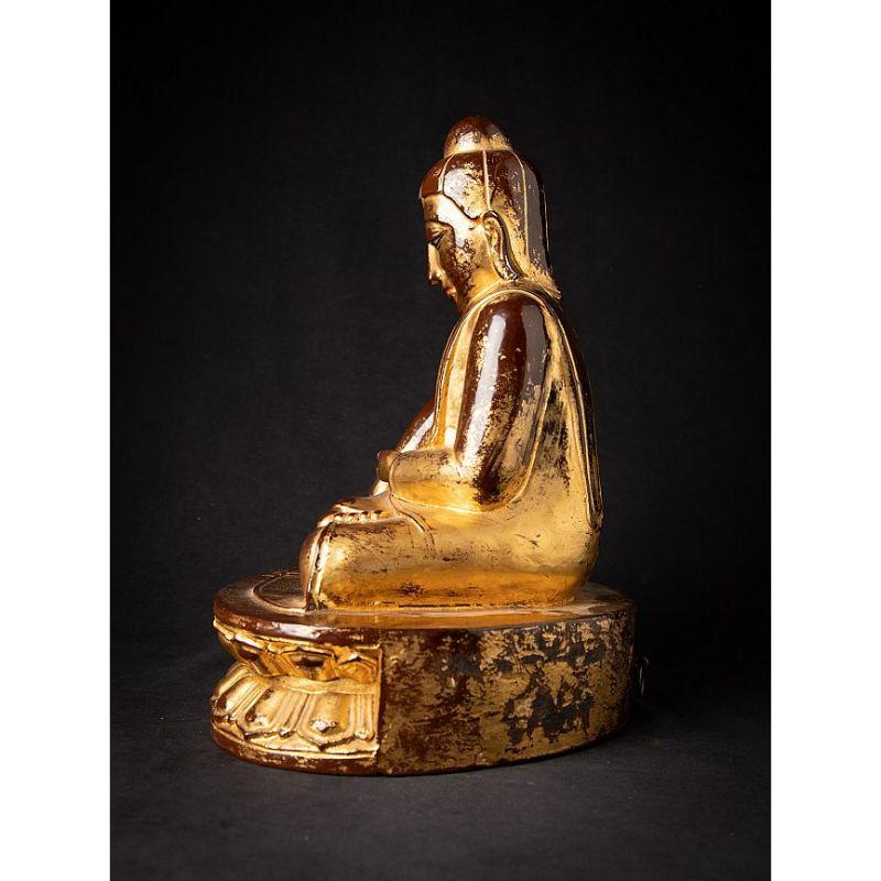 Antique wooden Burmese Lotus Buddha statue from Burma In Good Condition For Sale In DEVENTER, NL