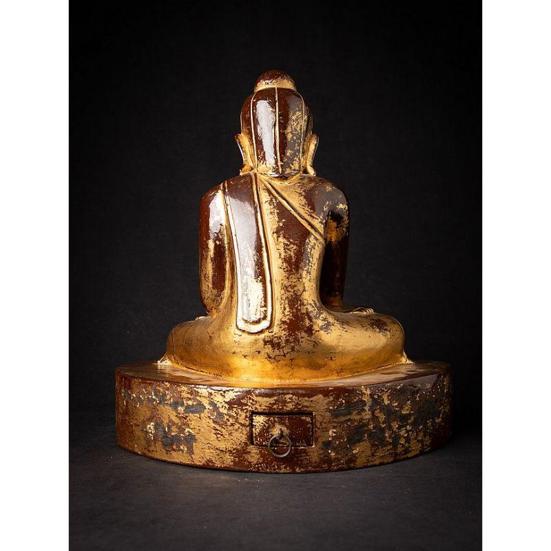 19th Century Antique wooden Burmese Lotus Buddha statue from Burma For Sale