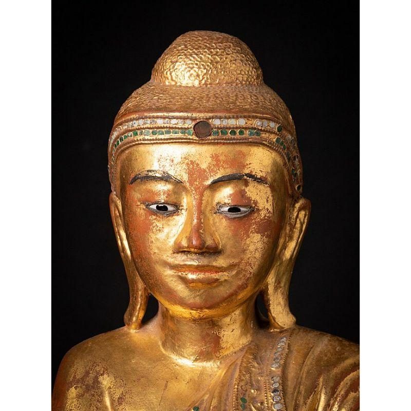 Antico Buddha birmano in legno di Mandalay proveniente dalla Birmania in vendita 4