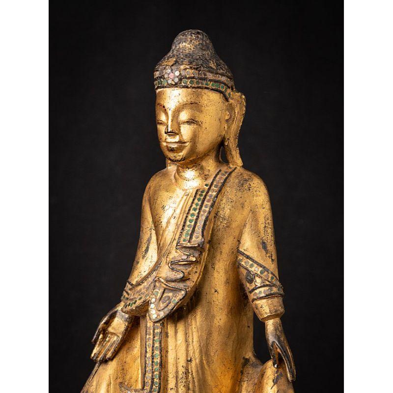 Antique Wooden Burmese Mandalay Buddha from Burma For Sale 7