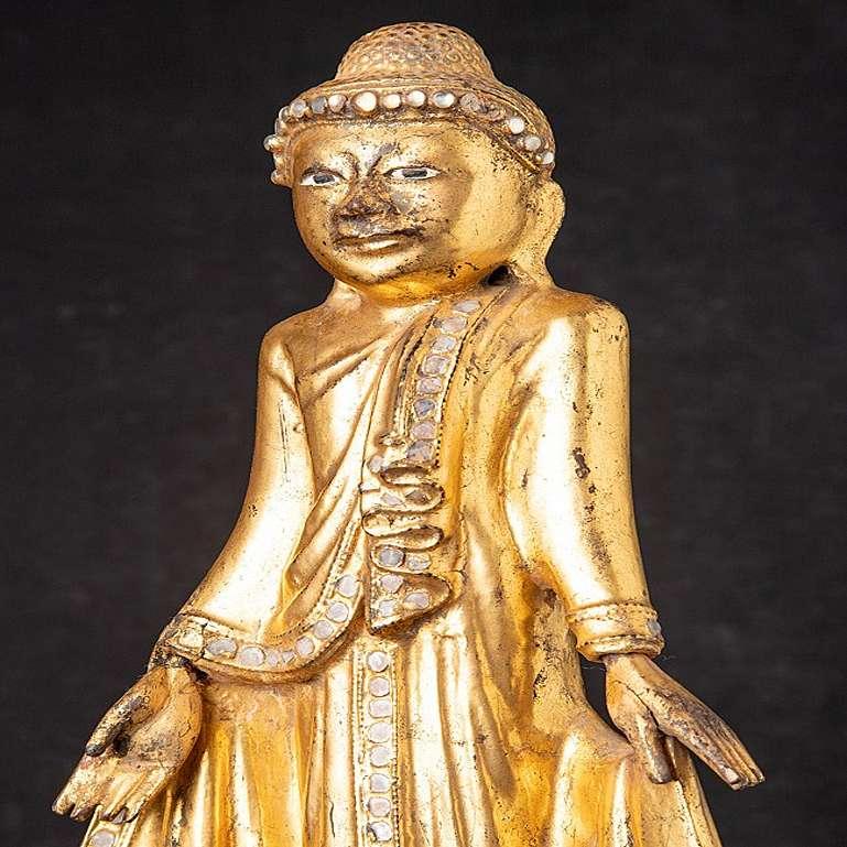 Antique wooden Burmese Mandalay Buddha from Burma For Sale 6