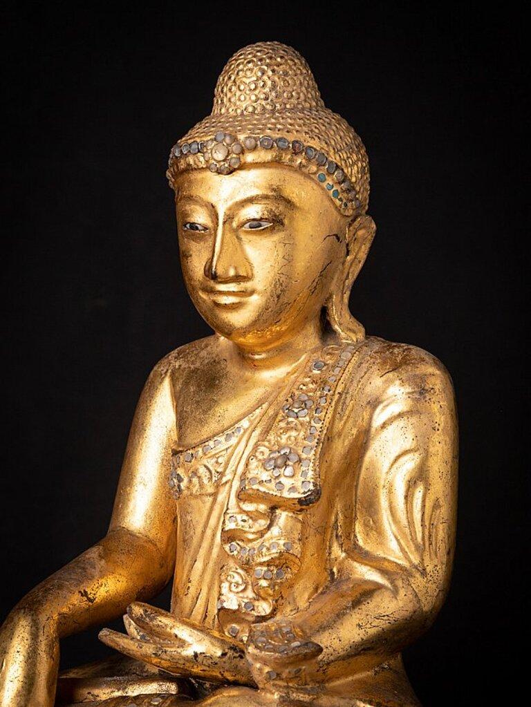 Antique Wooden Burmese Mandalay Buddha from Burma For Sale 8