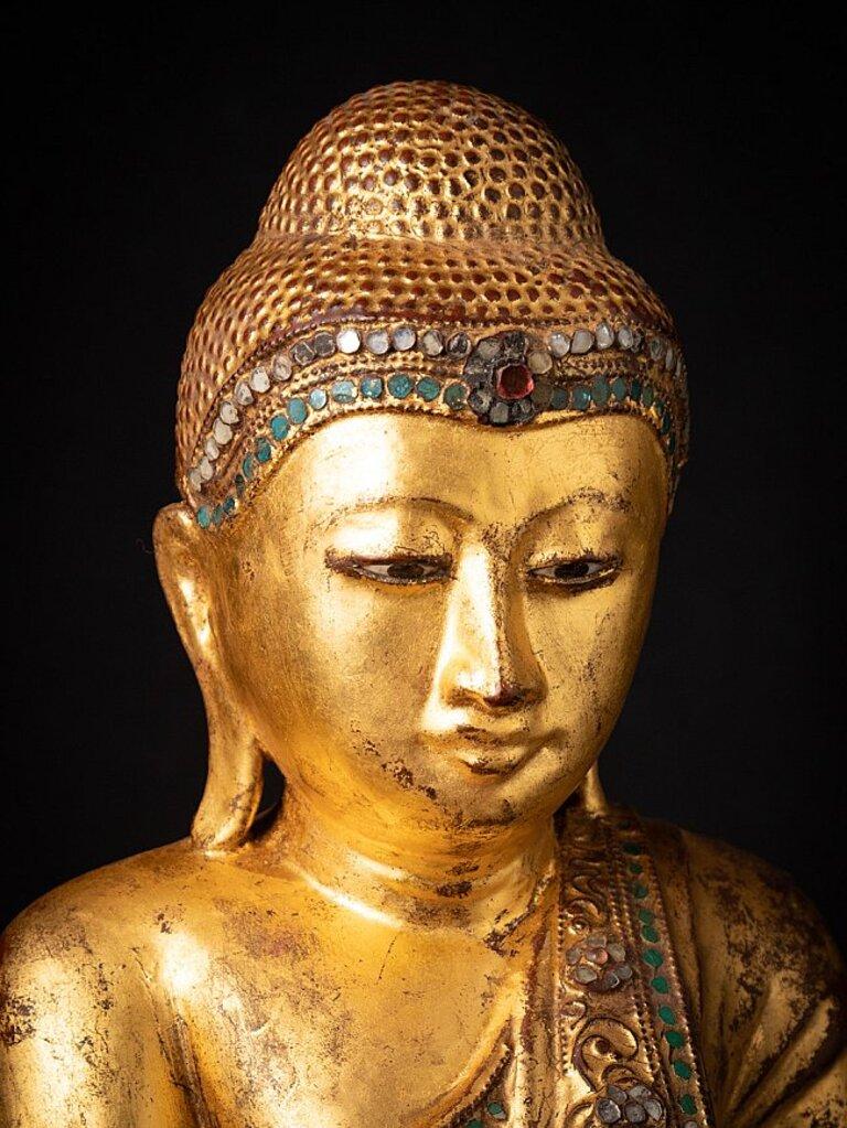 Antiker burmesischer Mandalay-Buddha aus Holz aus Burma im Angebot 6