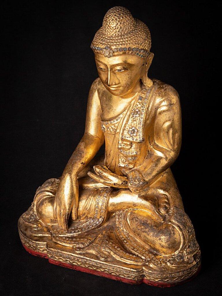 Antique Wooden Burmese Mandalay Buddha from Burma For Sale 9