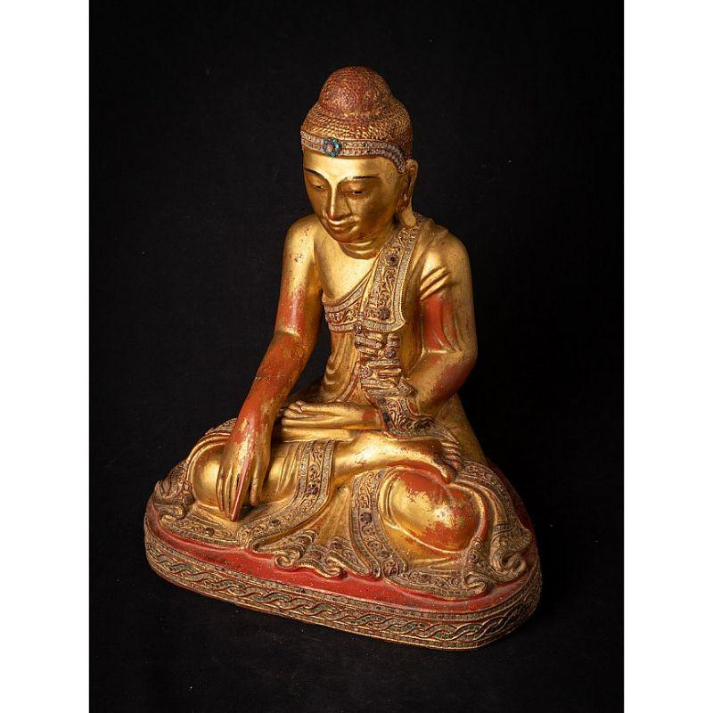 Antique Wooden Burmese Mandalay Buddha from Burma For Sale 9