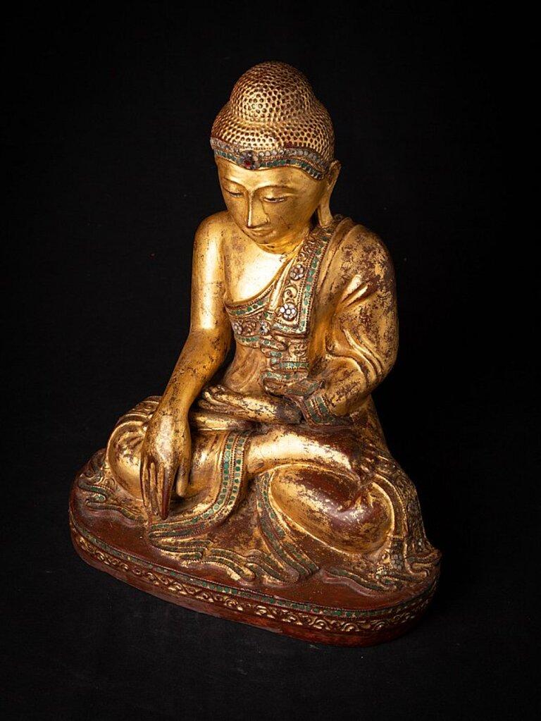 Antiker burmesischer Mandalay-Buddha aus Holz aus Burma im Angebot 7