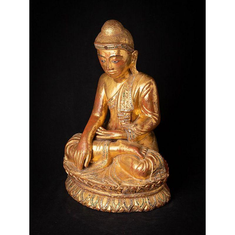 Antico Buddha birmano in legno di Mandalay proveniente dalla Birmania in vendita 7