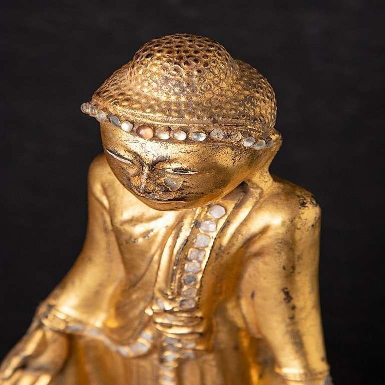 Antique wooden Burmese Mandalay Buddha from Burma For Sale 9