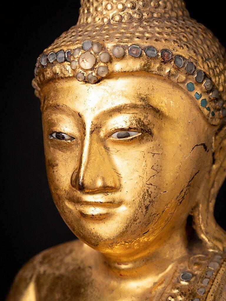 Antique Wooden Burmese Mandalay Buddha from Burma For Sale 11
