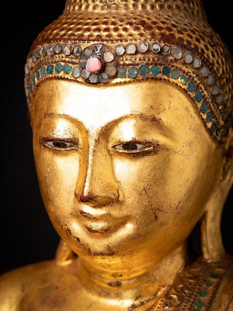 Antique Wooden Burmese Mandalay Buddha from Burma For Sale 11