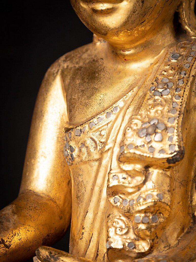 Antique Wooden Burmese Mandalay Buddha from Burma For Sale 12