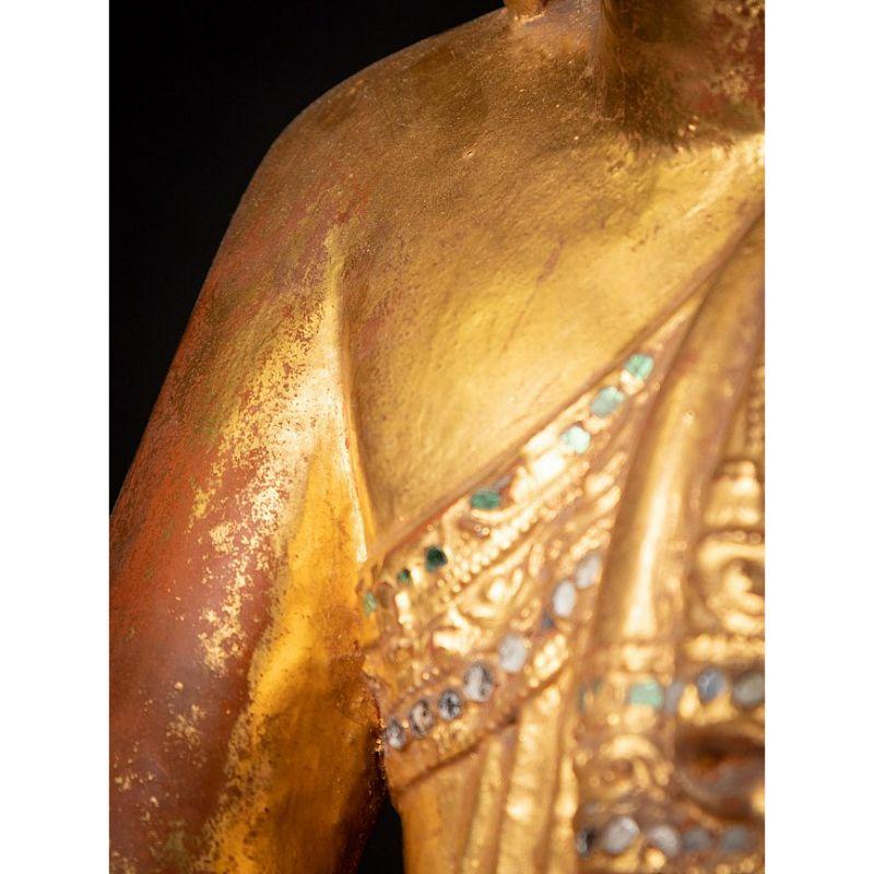 Antico Buddha birmano in legno di Mandalay proveniente dalla Birmania in vendita 10