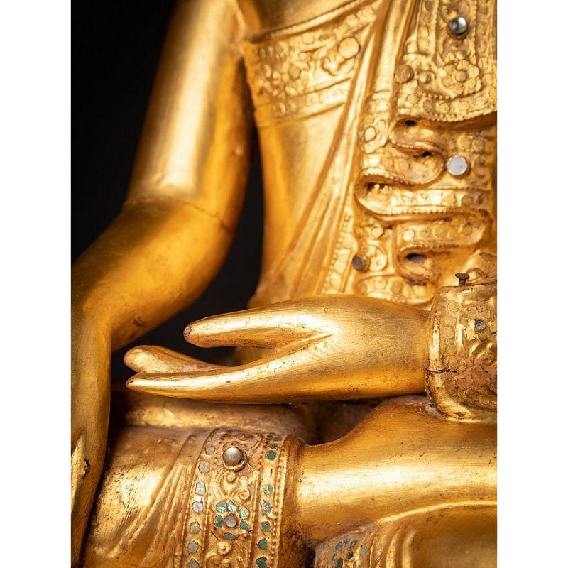 Antique Wooden Burmese Mandalay Buddha from Burma For Sale 13