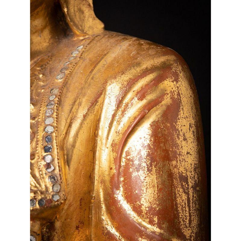 Antico Buddha birmano in legno di Mandalay proveniente dalla Birmania in vendita 11