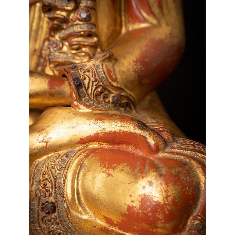 Antique Wooden Burmese Mandalay Buddha from Burma For Sale 15