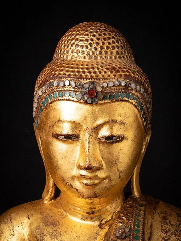 Antique Wooden Burmese Mandalay Buddha from Burma In Good Condition For Sale In DEVENTER, NL