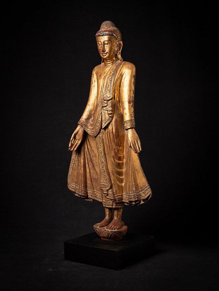 19th Century Antique Wooden Burmese Mandalay Buddha from Burma For Sale