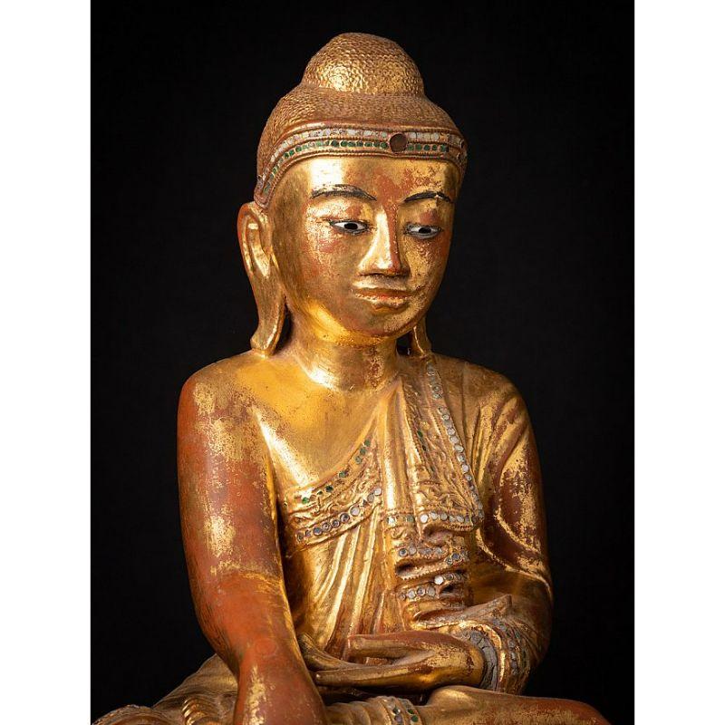 Antico Buddha birmano in legno di Mandalay proveniente dalla Birmania in vendita 1