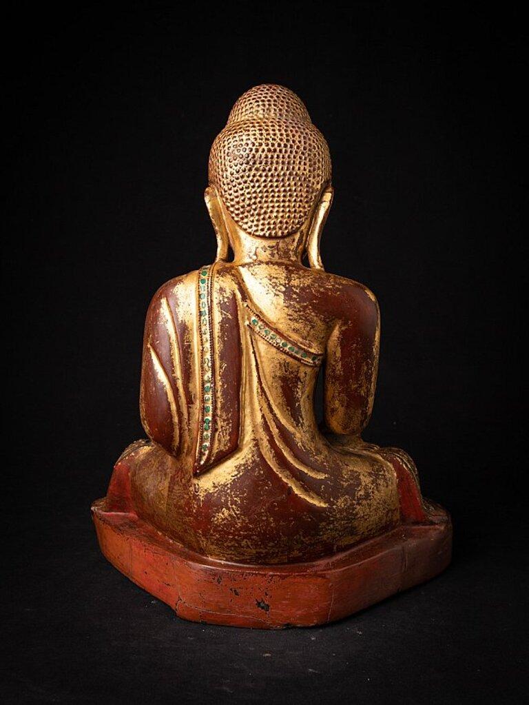 Antique Wooden Burmese Mandalay Buddha from Burma For Sale 4