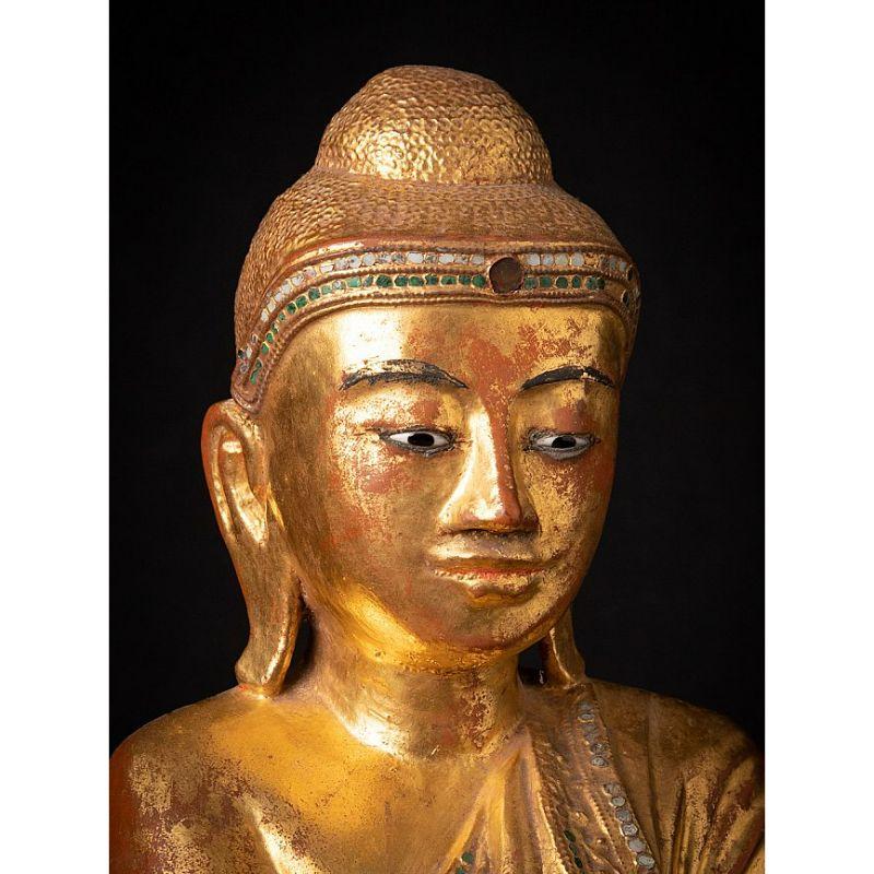 Antico Buddha birmano in legno di Mandalay proveniente dalla Birmania in vendita 2