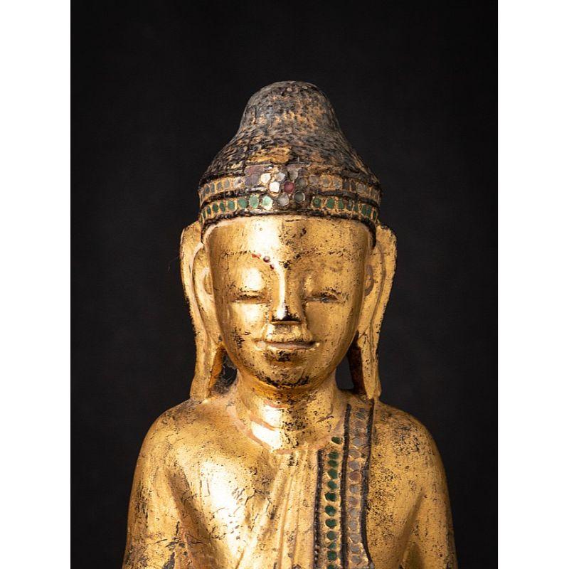 Antique Wooden Burmese Mandalay Buddha from Burma For Sale 5